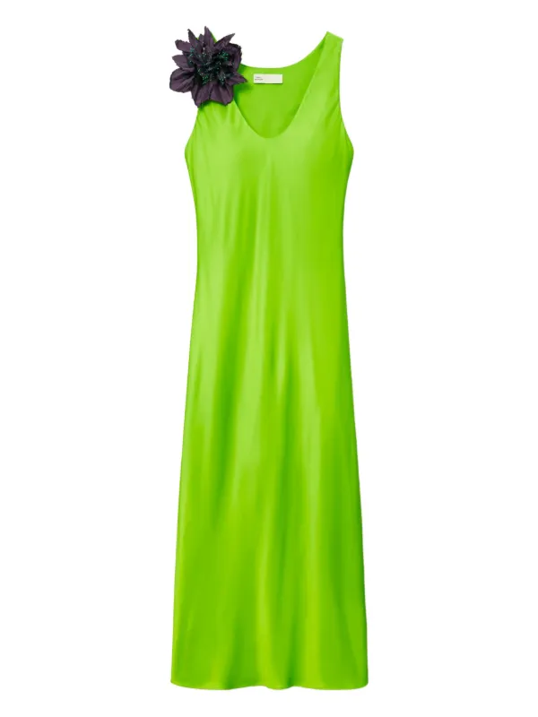 Tory Burch Satin Slip Dress | Green | FARFETCH AE