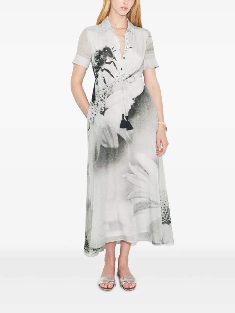 Tory Burch Midi-jurk met bloemenprint - Grijs