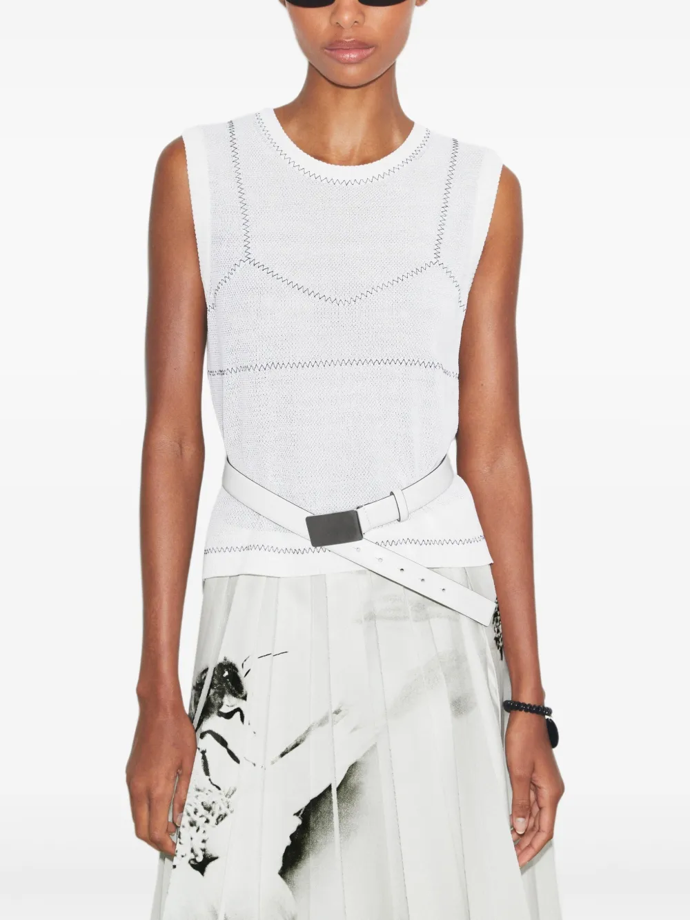 Tory Burch ノースリーブ ニットトップ - ホワイト Tory Burch ノースリーブ ニットトップ - ホワイト