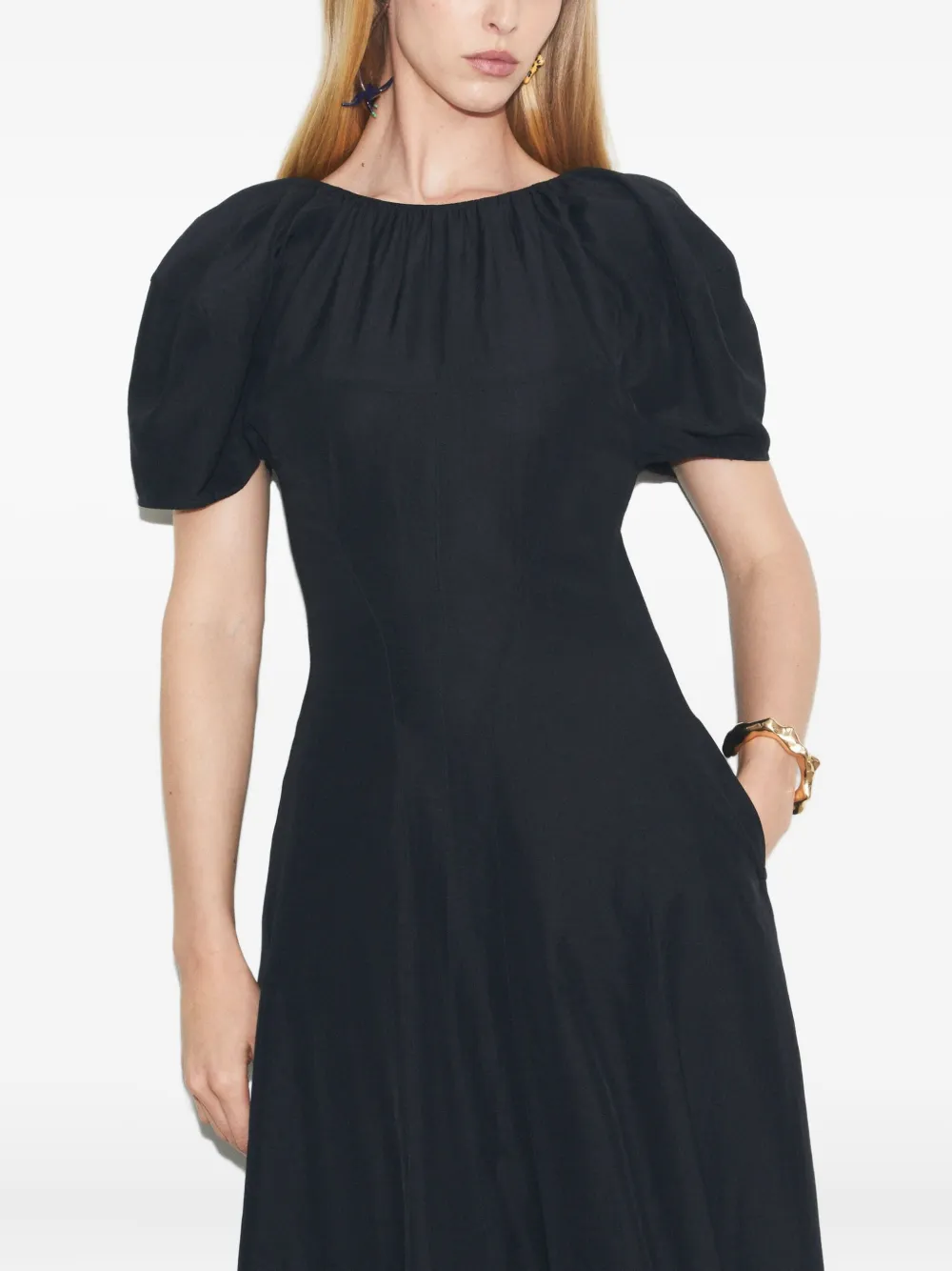 Tory Burch Balloon-sleeved Midi Linen Dress