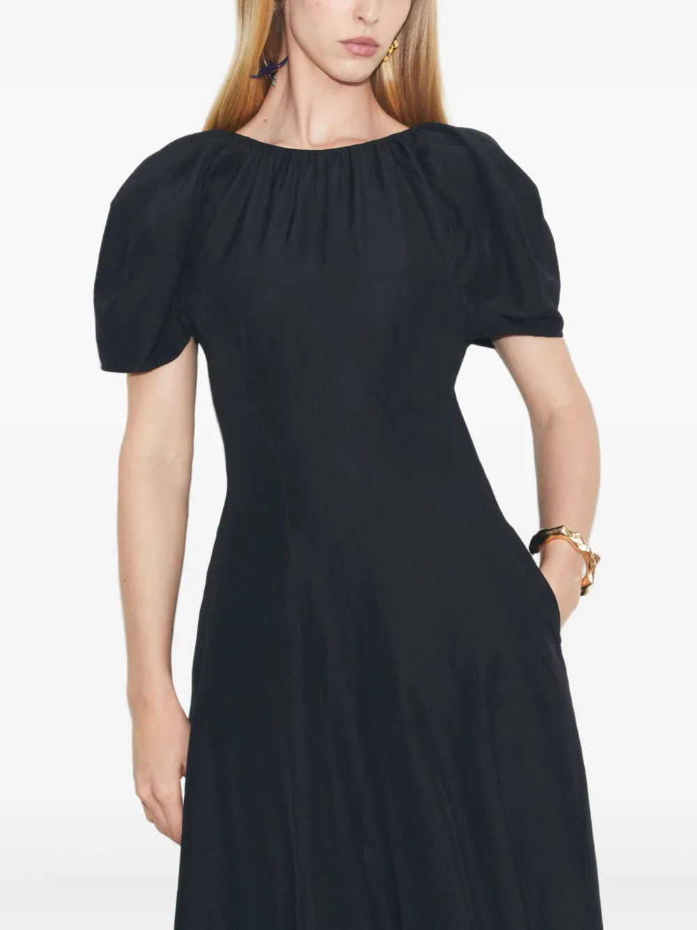 Tory Burch Maxi-jurk met pofmouwen en A-lijn Zwart