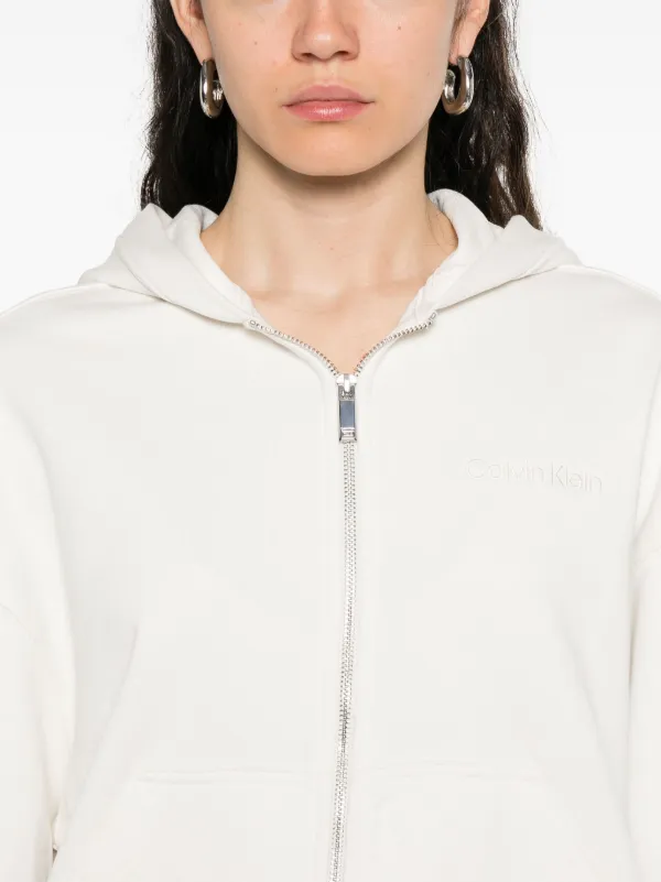 Calvin Klein Cotton zip-up Hoodie Neutrals FARFETCH IN