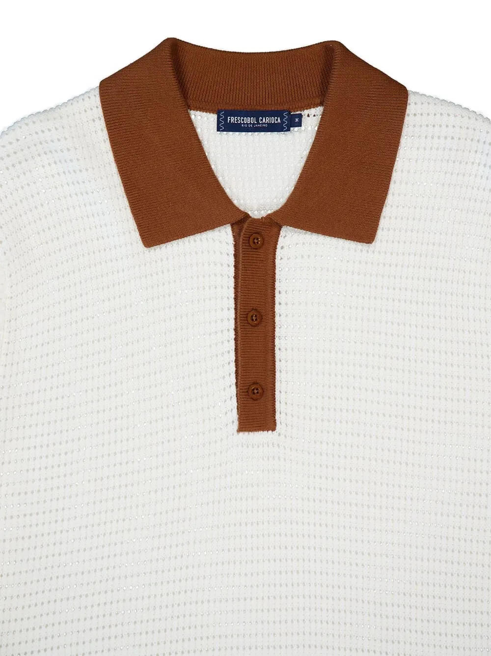 Frescobol Carioca Vidal gehaakt poloshirt met V-hals Beige