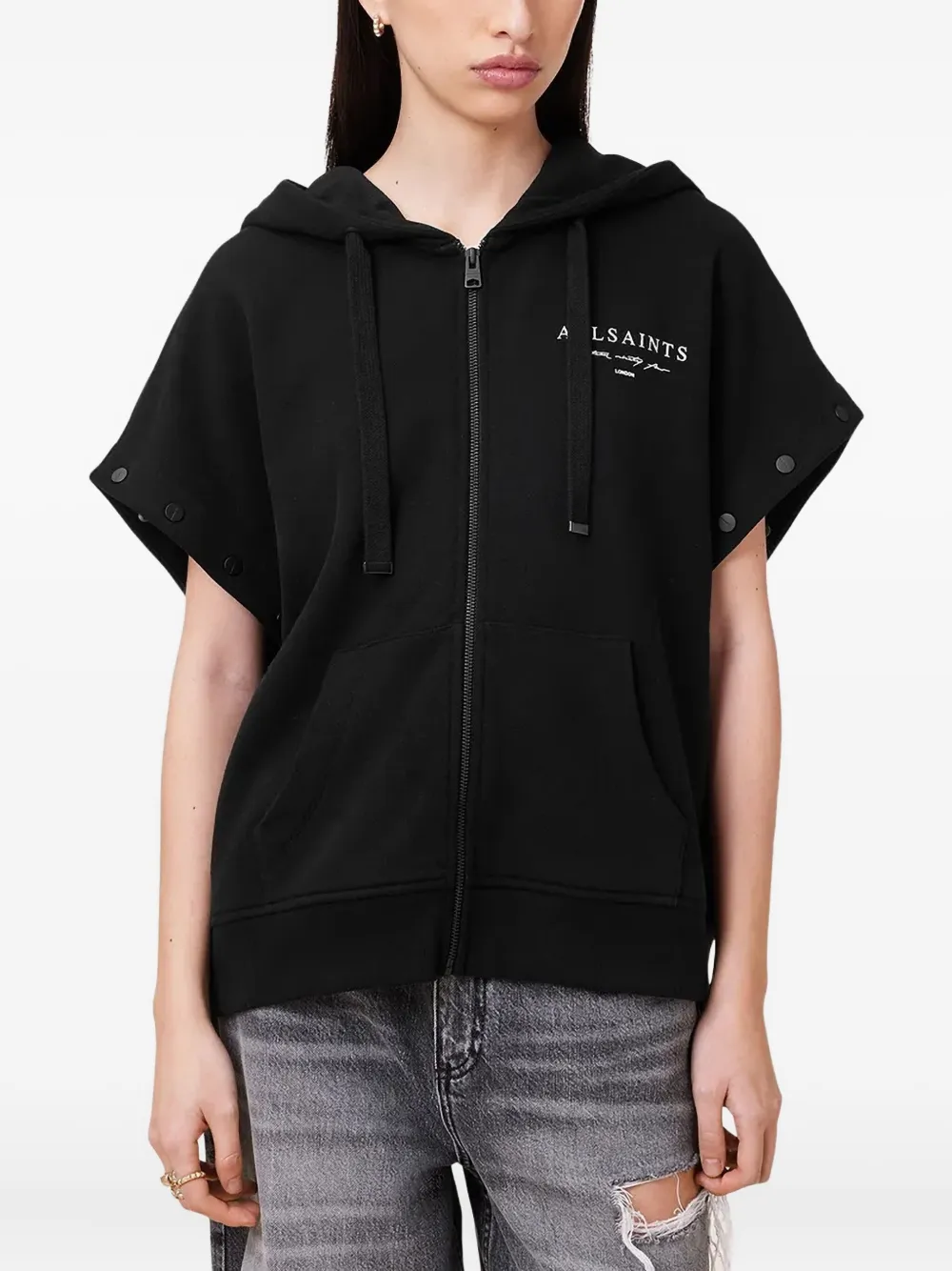 AllSaints Amphie hoodie met rits Zwart