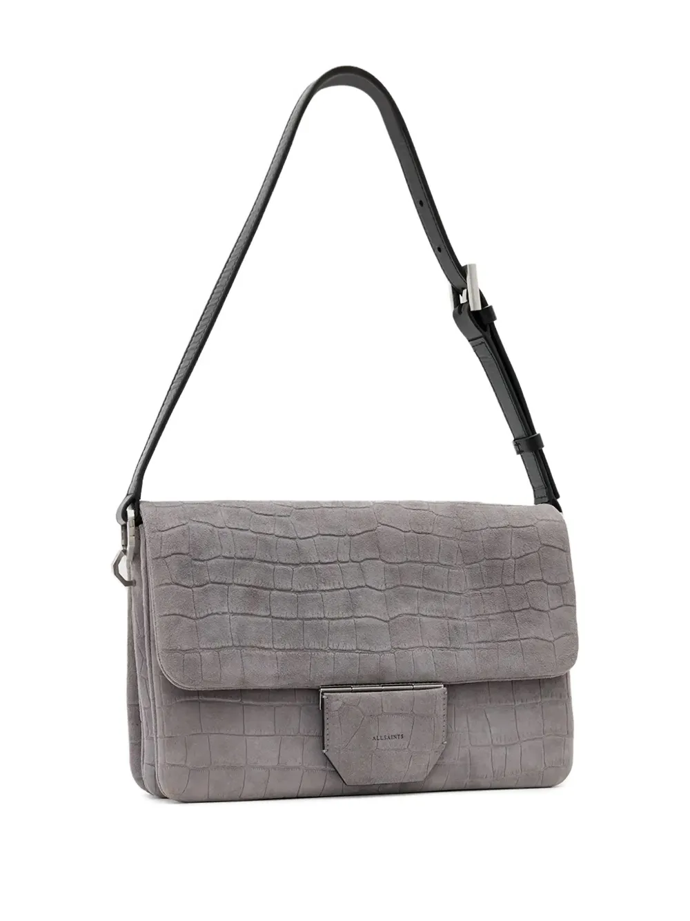 AllSaints Tas met omslag en krokodillen-reliëf Blauw