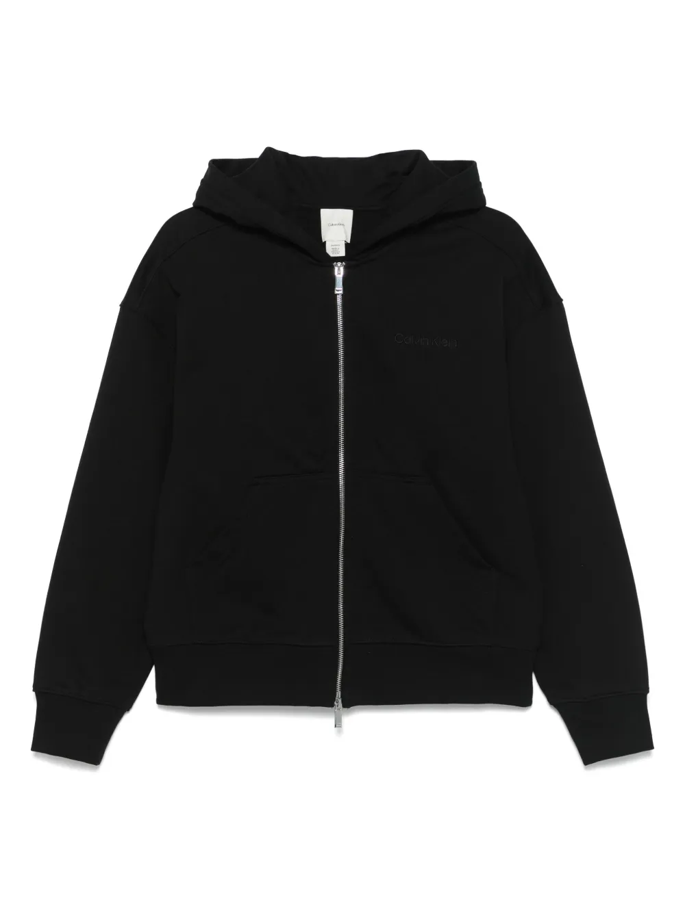 logo-embroidered zip-up hoodie