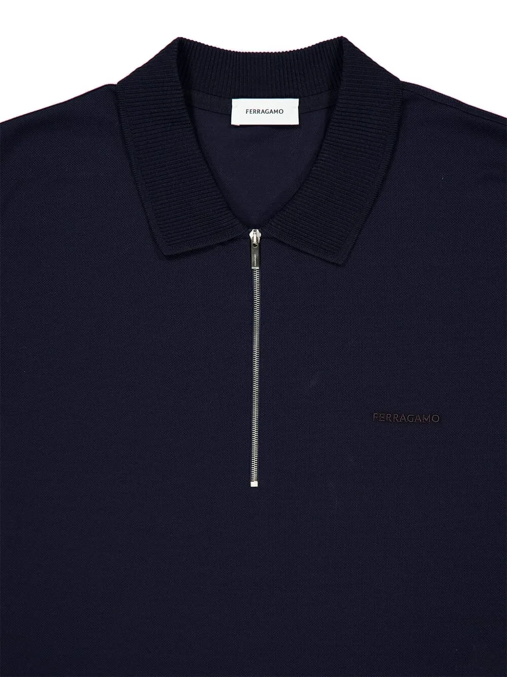 Ferragamo Poloshirt met halve rits Blauw