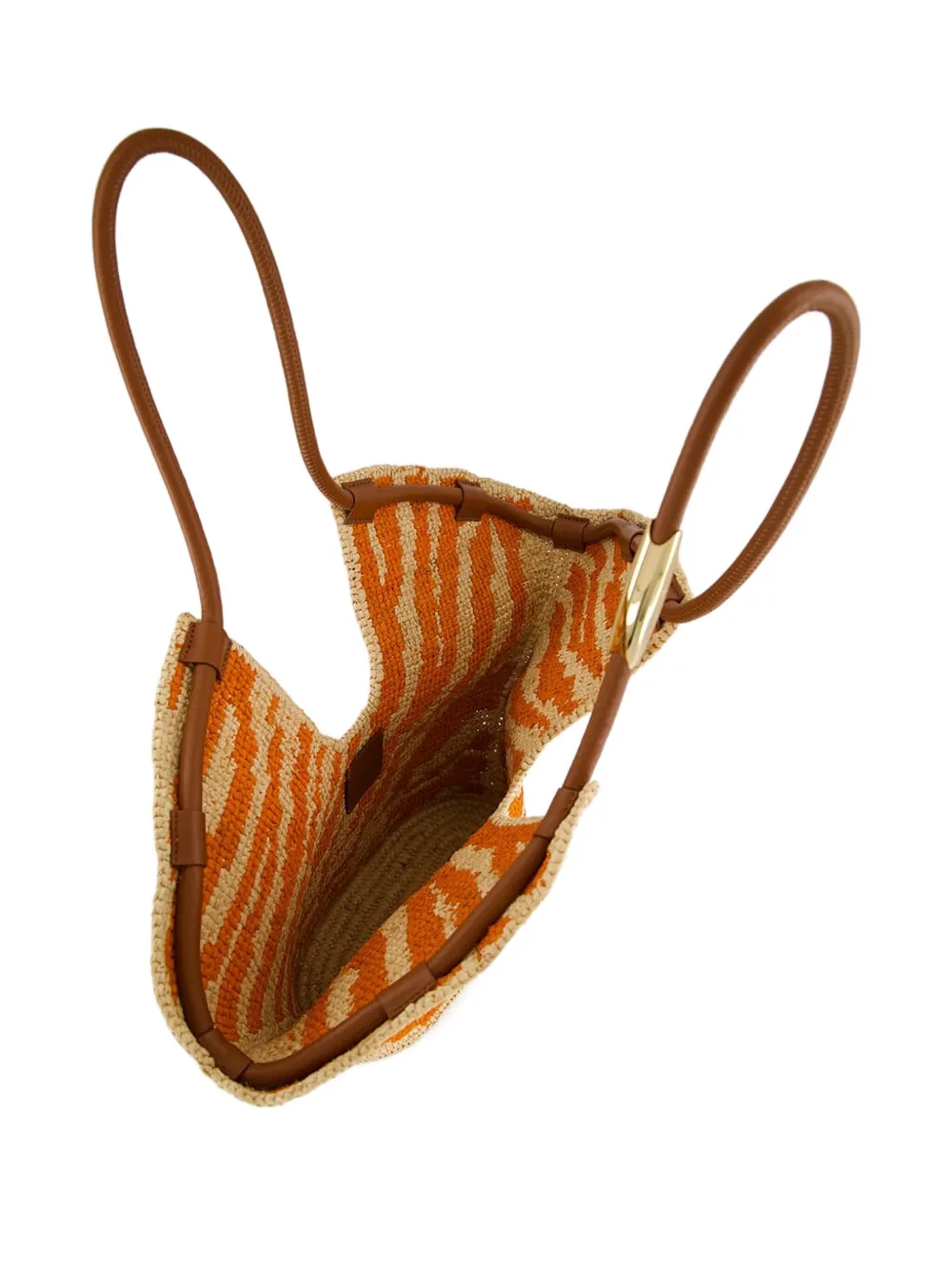 ZIMMERMANN Medium Goldentime raffia shopper met zebraprint Oranje