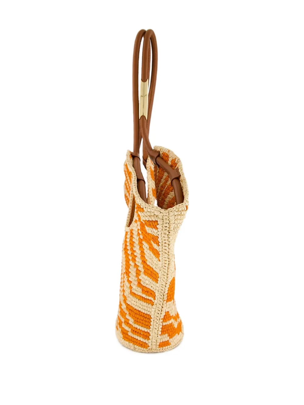 ZIMMERMANN Medium Goldentime raffia shopper met zebraprint Oranje