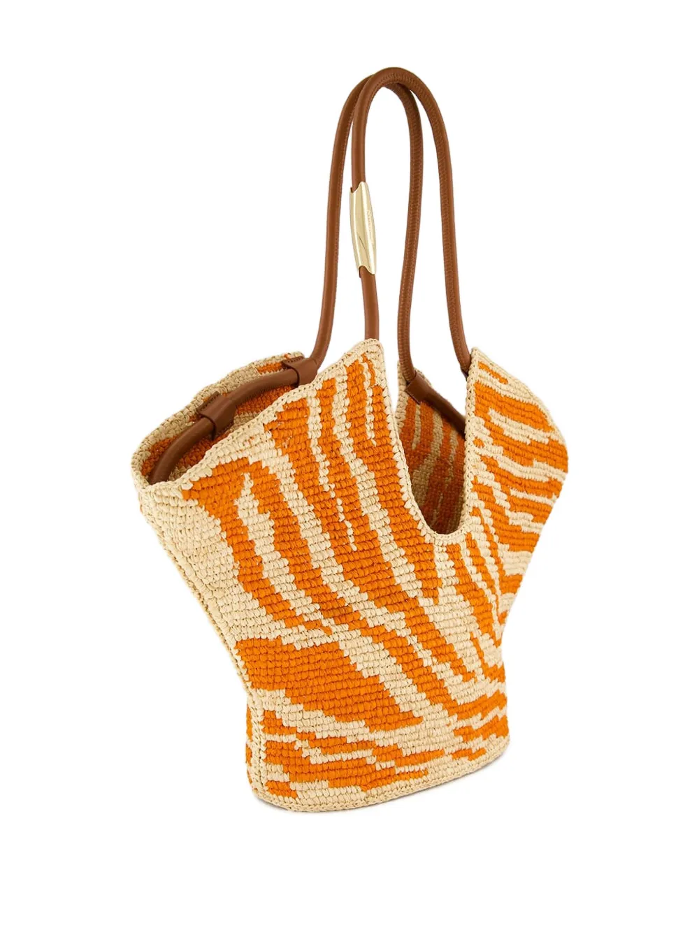 ZIMMERMANN Medium Goldentime raffia shopper met zebraprint Oranje