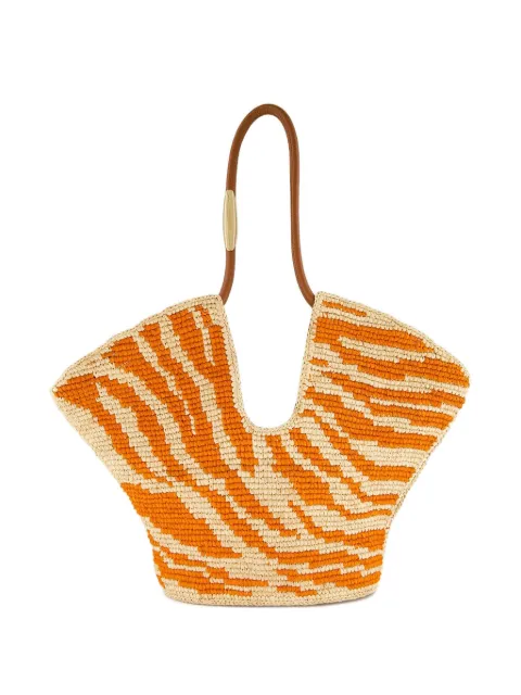 ZIMMERMANN medium Goldentime zebra-print raffia tote bag