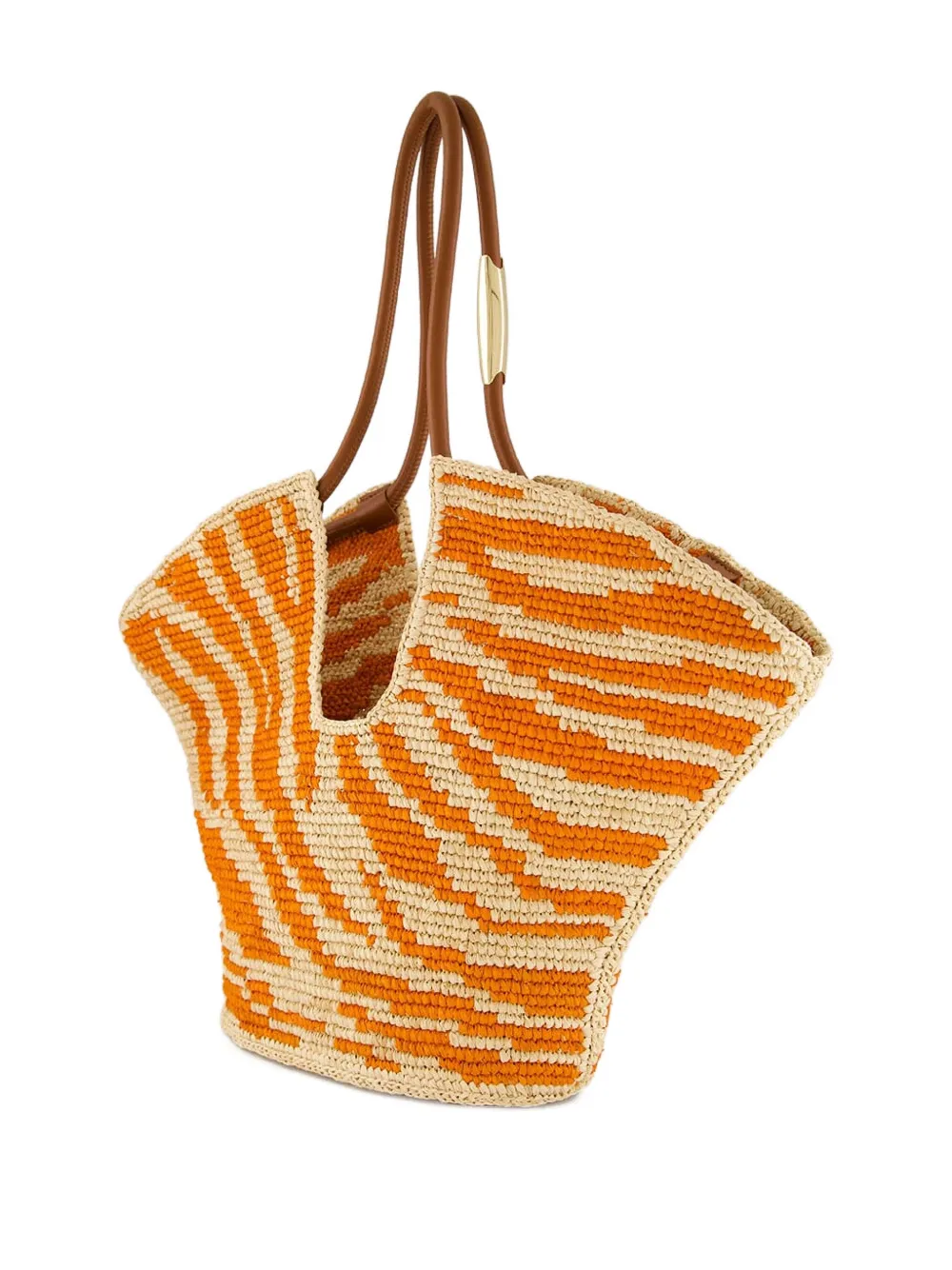 ZIMMERMANN Medium Goldentime raffia shopper met zebraprint Oranje