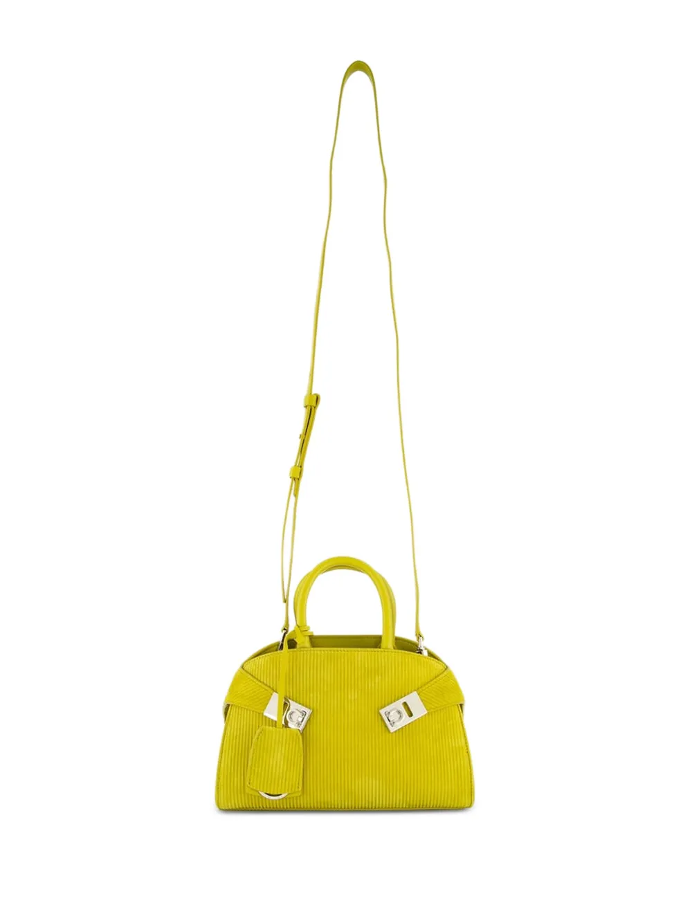 Ferragamo Corduroy Mini Shoulder Bag In Green
