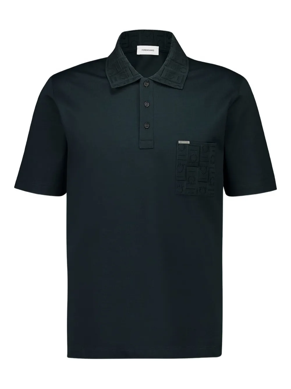 Ferragamo Poloshirt met geborduurde kraag en korte mouwen Blauw