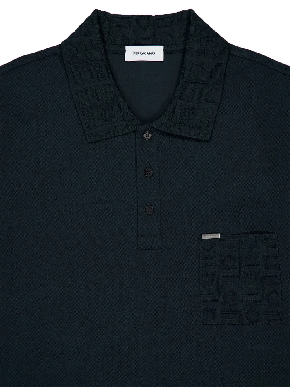 Ferragamo Poloshirt met geborduurde kraag en korte mouwen Blauw