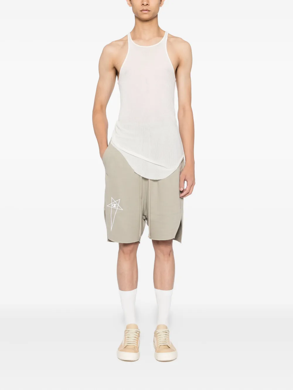Rick Owens X Champion Shorts met elastische tailleband Beige