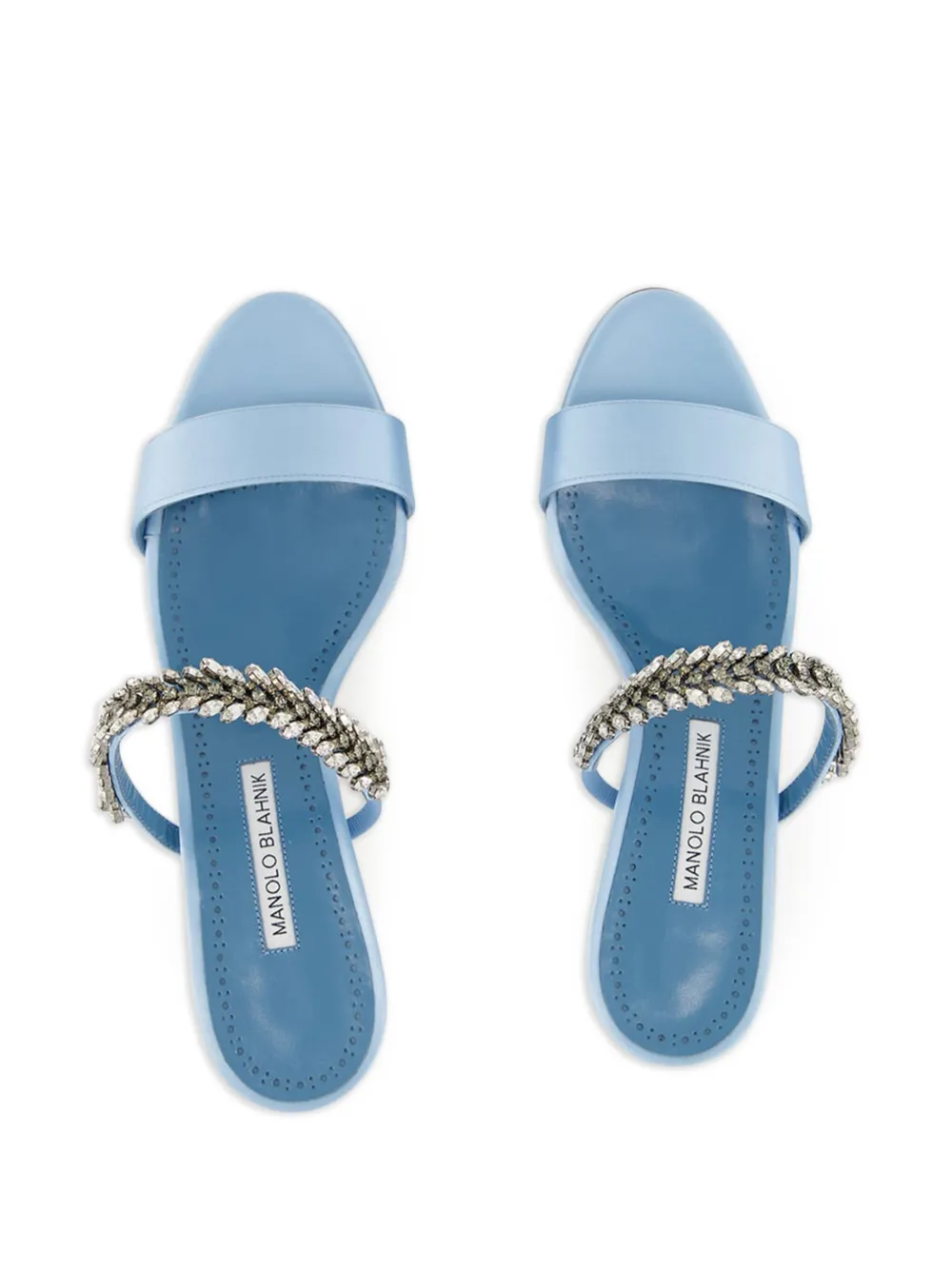 Manolo Blahnik 50mm Kifasan crystal-embellished satin sandals Blue