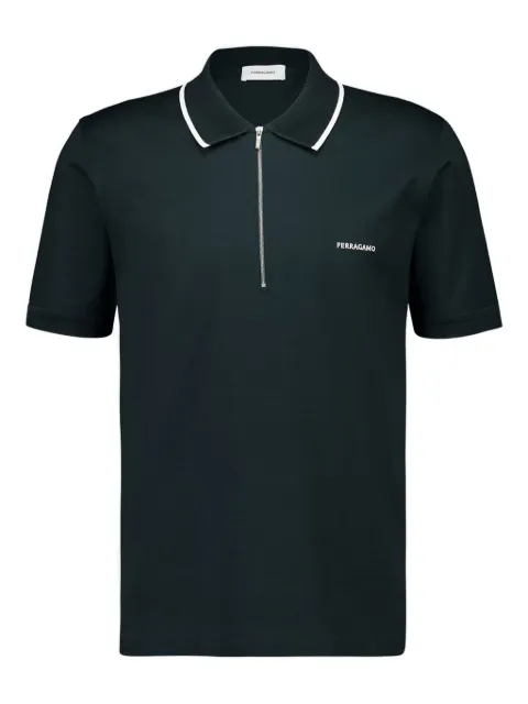 Ferragamo zip-neck piqué polo shirt