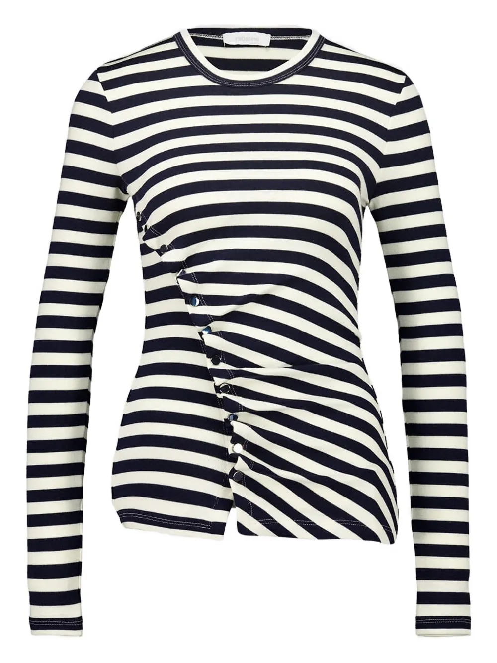 striped button-detail top