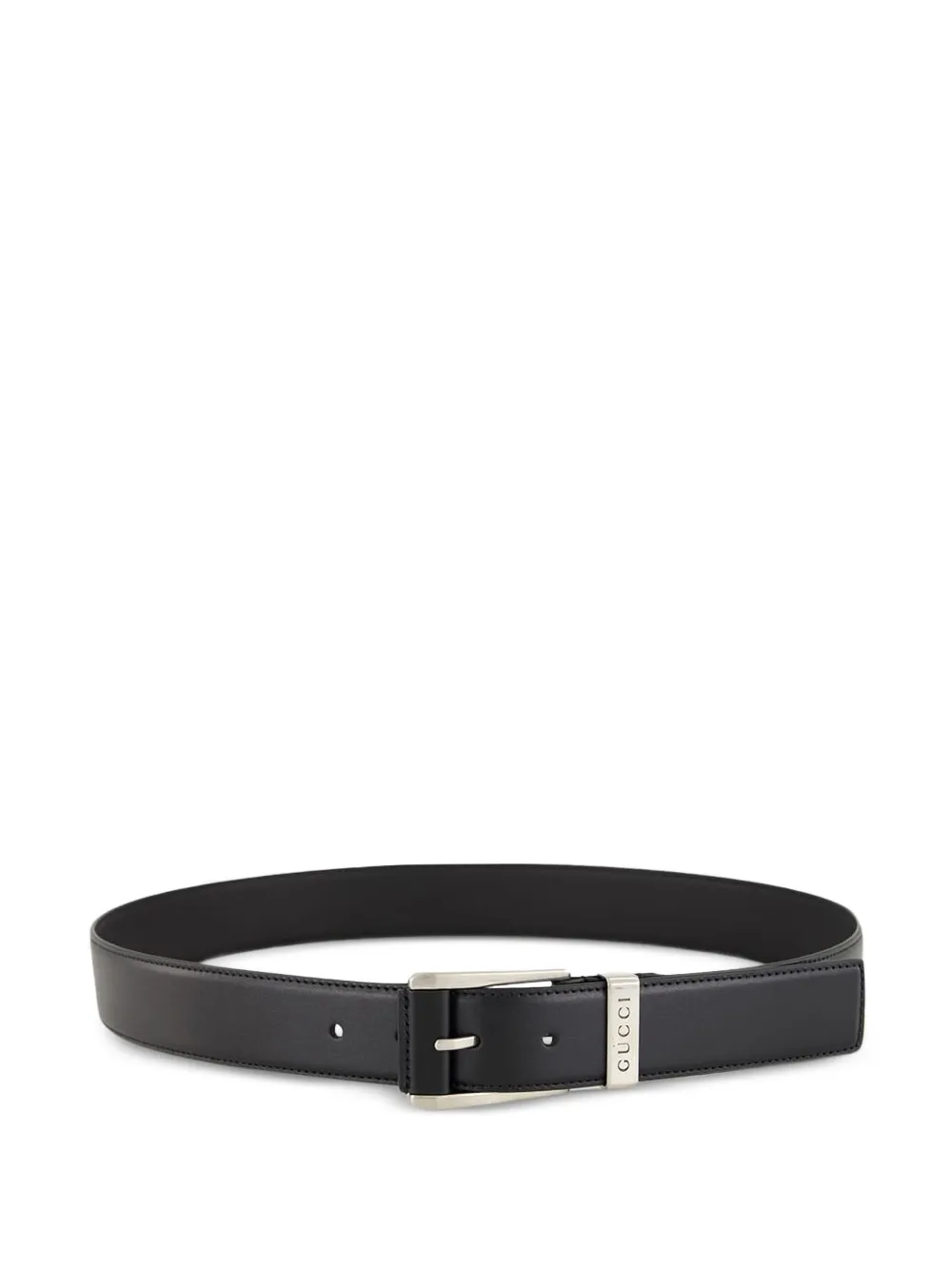 Gucci engraved-buckle leather belt - Black