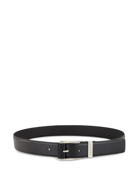 Gucci engraved-buckle leather belt
