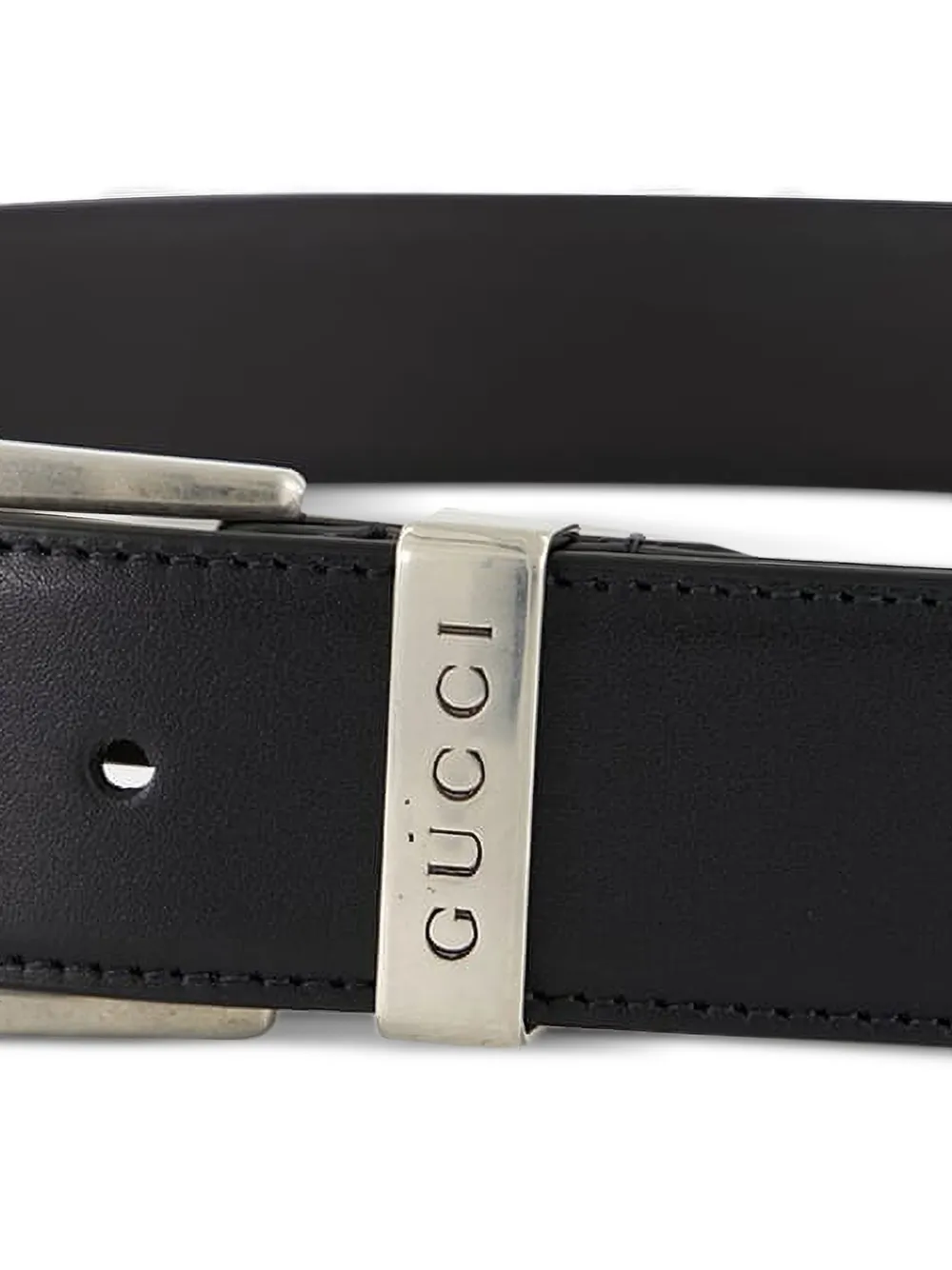 Gucci Riem met gegraveerde gesp - Zwart