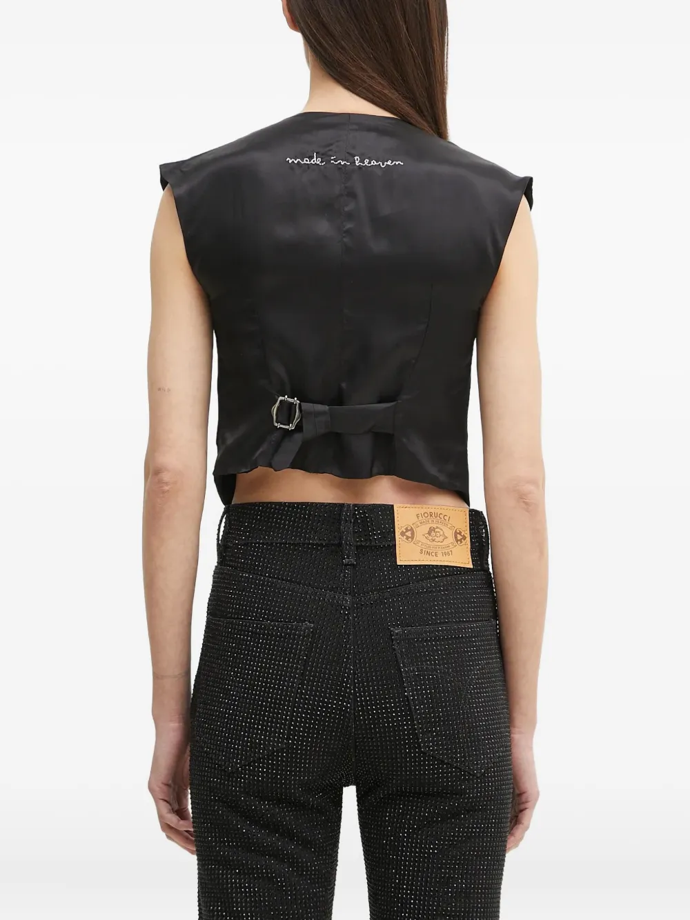 Fiorucci Mouwloze top met knoopsluiting Zwart