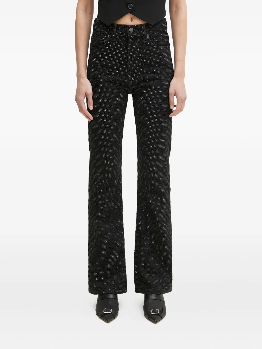 Fiorucci crystal-embellished flared jeans | Black | Image 1