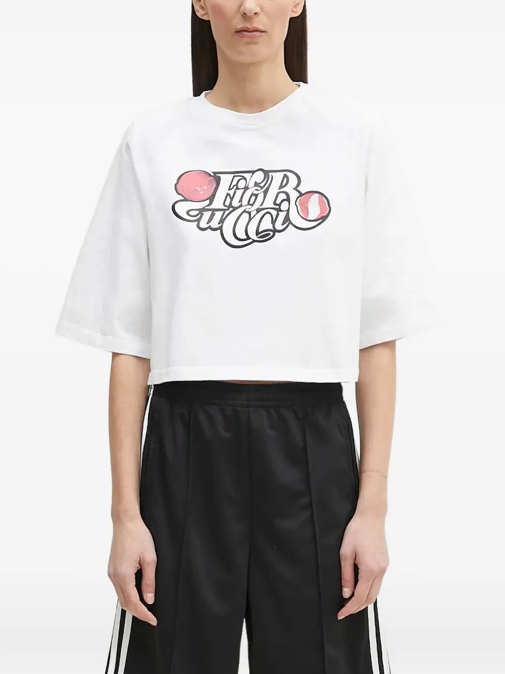 Fiorucci graphic-print cropped top | White | Image 1