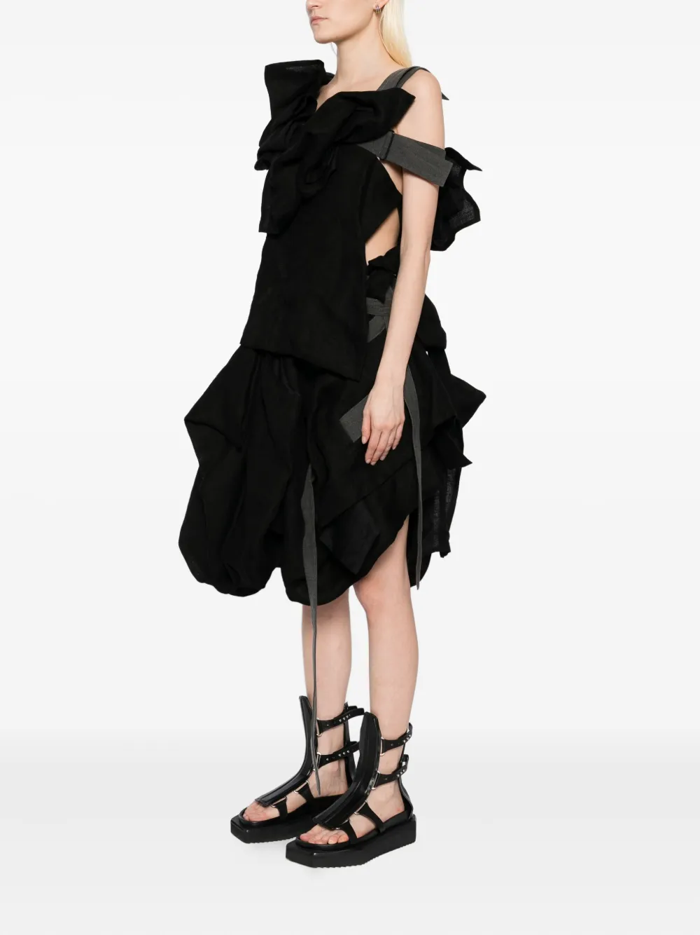 Yohji Yamamoto Gedrapeerde jurk Zwart