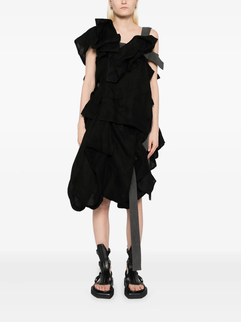 Yohji Yamamoto Gedrapeerde jurk Zwart