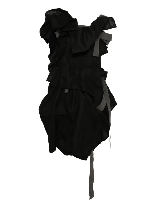 Yohji Yamamoto Linen Draped Dress - Black