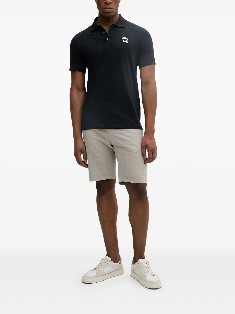 Karl Lagerfeld logo polo shirt | Black | Image 1