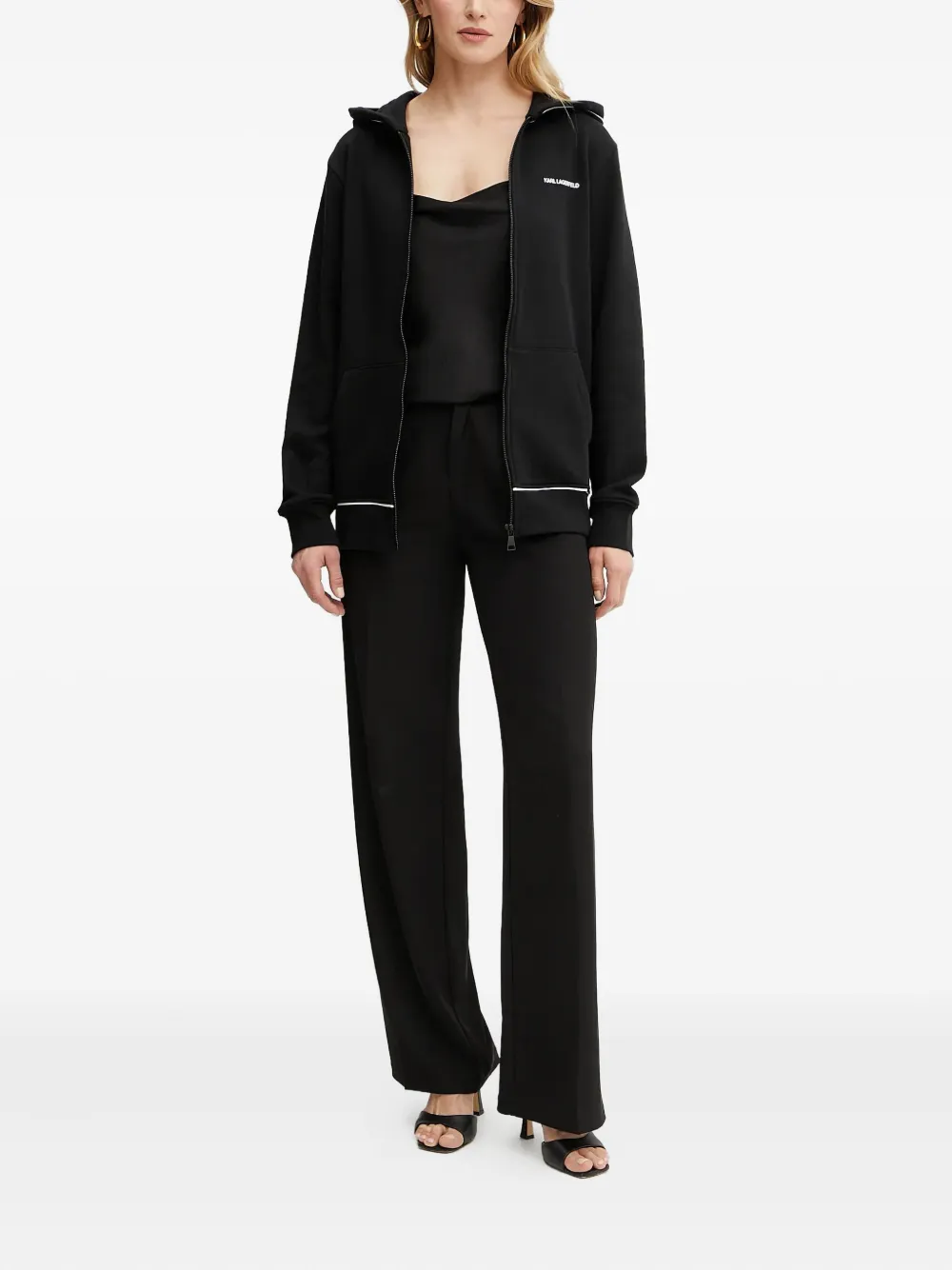 Karl Lagerfeld Hoodie met logoprint en rits Zwart