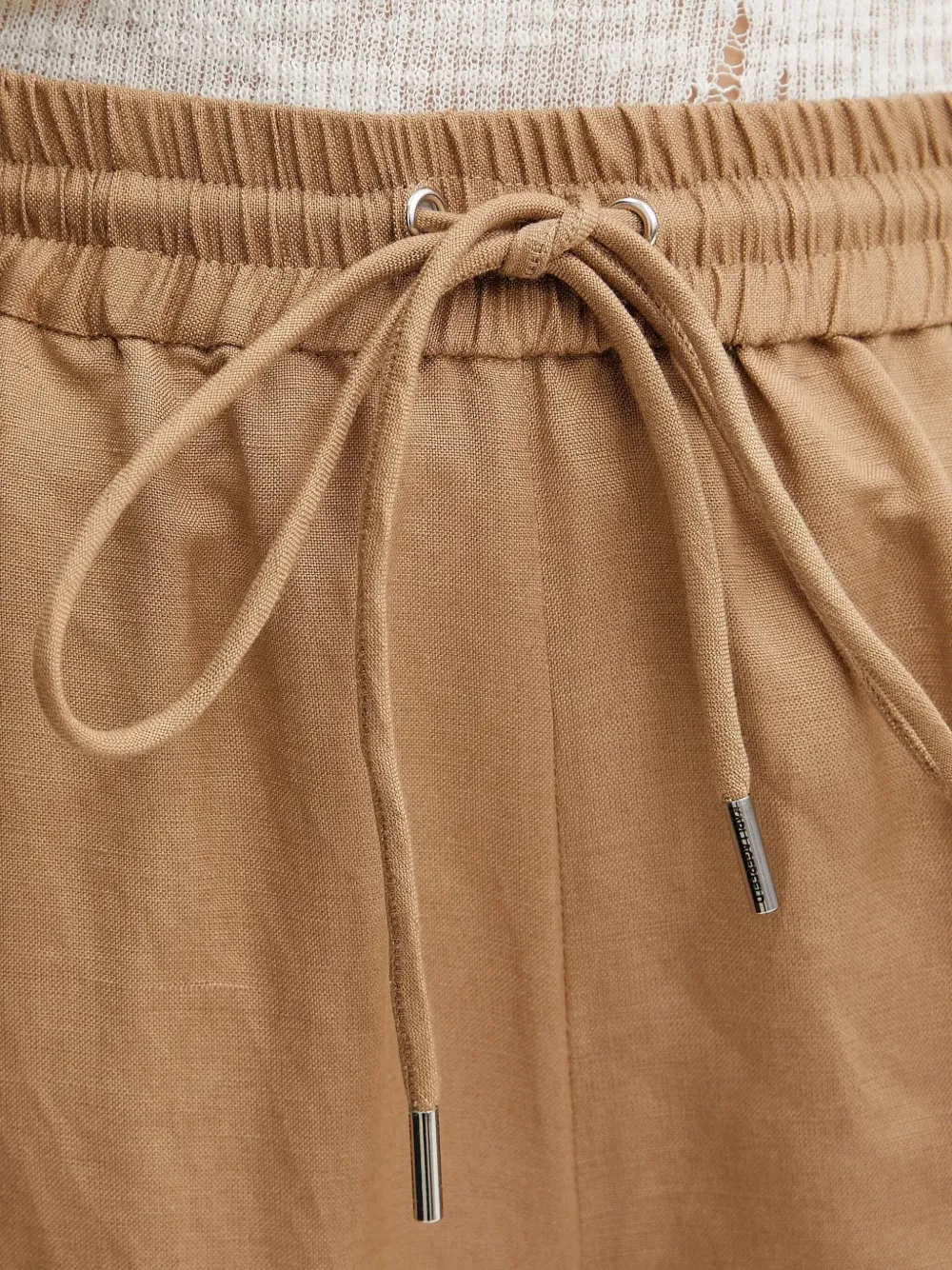 Karl Lagerfeld Broek met wijde pijpen en trekkoord Bruin