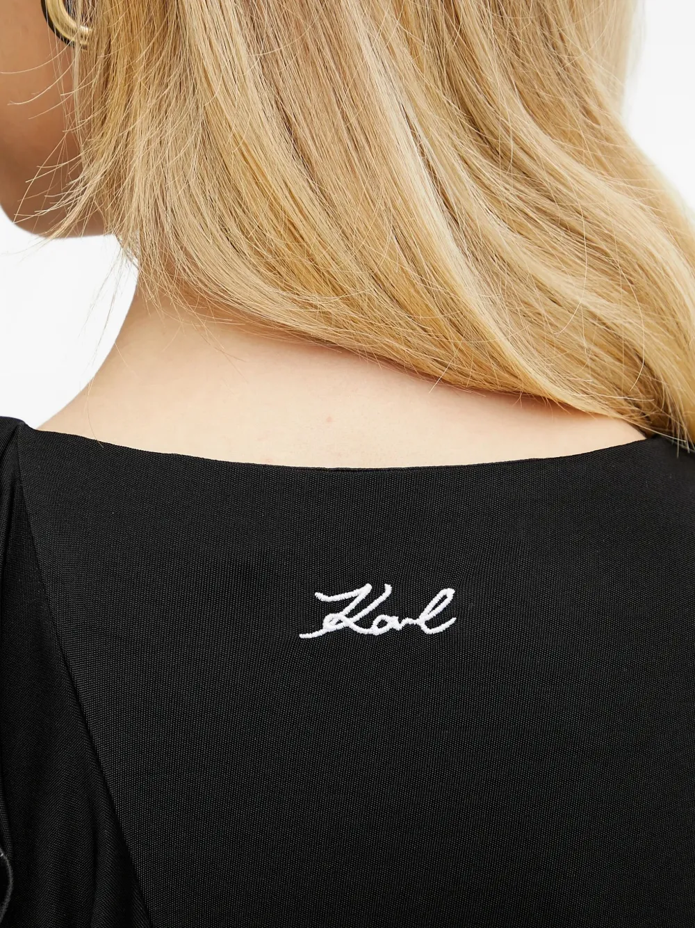 Karl Lagerfeld Midi-jurk met ruches Zwart