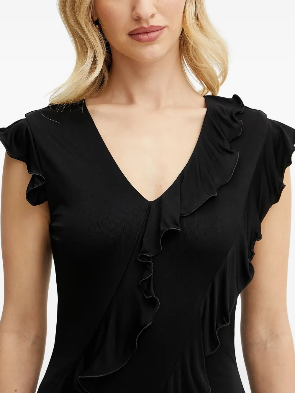 Karl Lagerfeld Midi-jurk met ruches Zwart