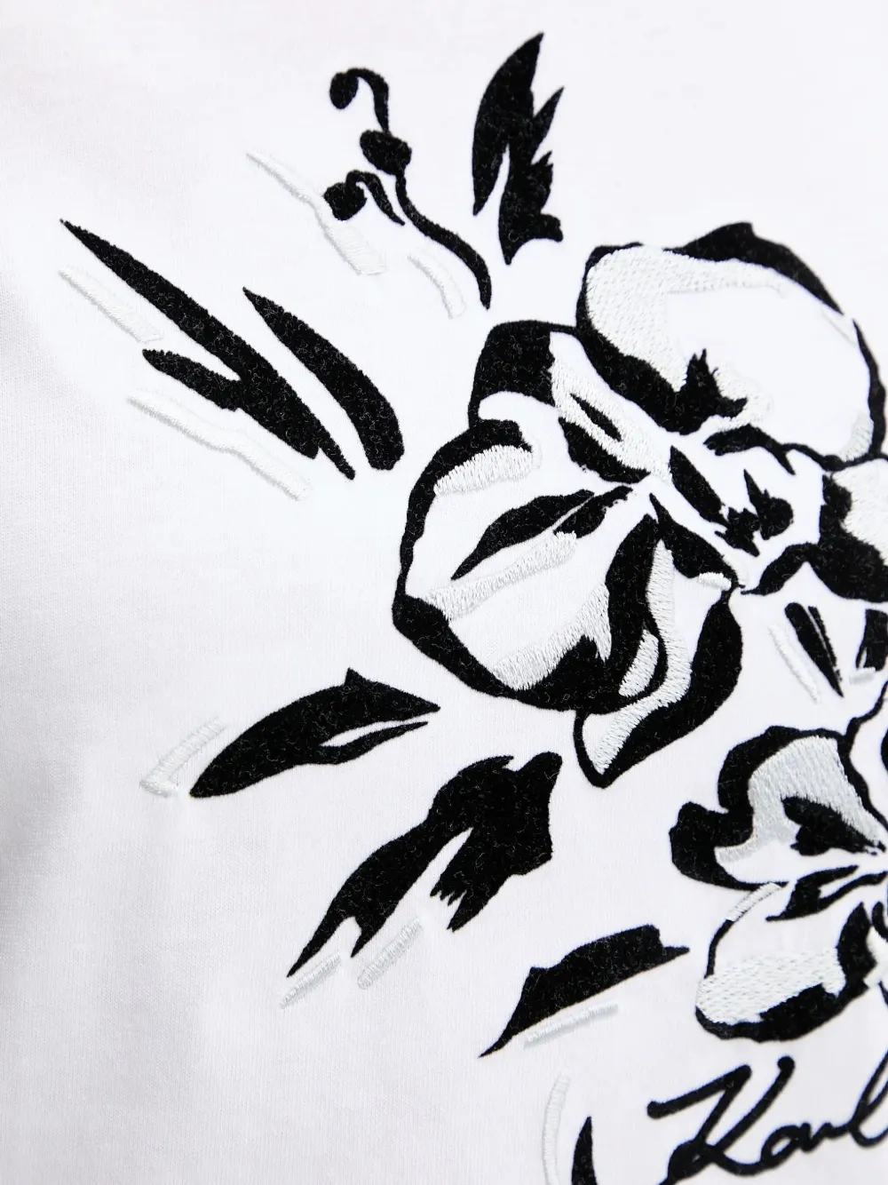 Karl Lagerfeld T-shirt met geborduurde bloemen Wit