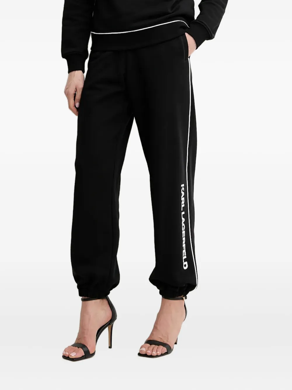Karl Lagerfeld Broek met logodetail en zijstreep Zwart