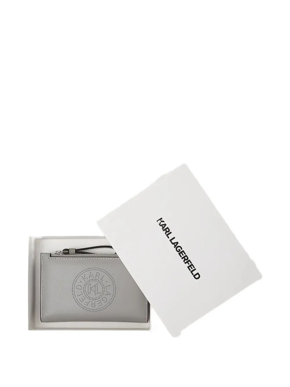 Karl Lagerfeld Portemonnee met geperforeerd logo Grijs
