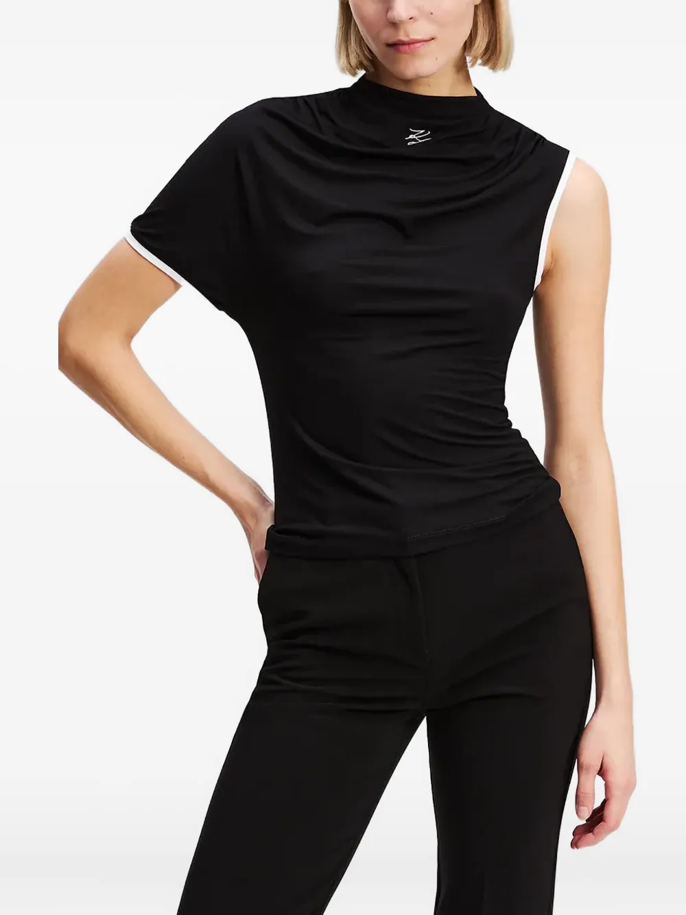 Karl Lagerfeld Asymmetrisch T-shirt Zwart