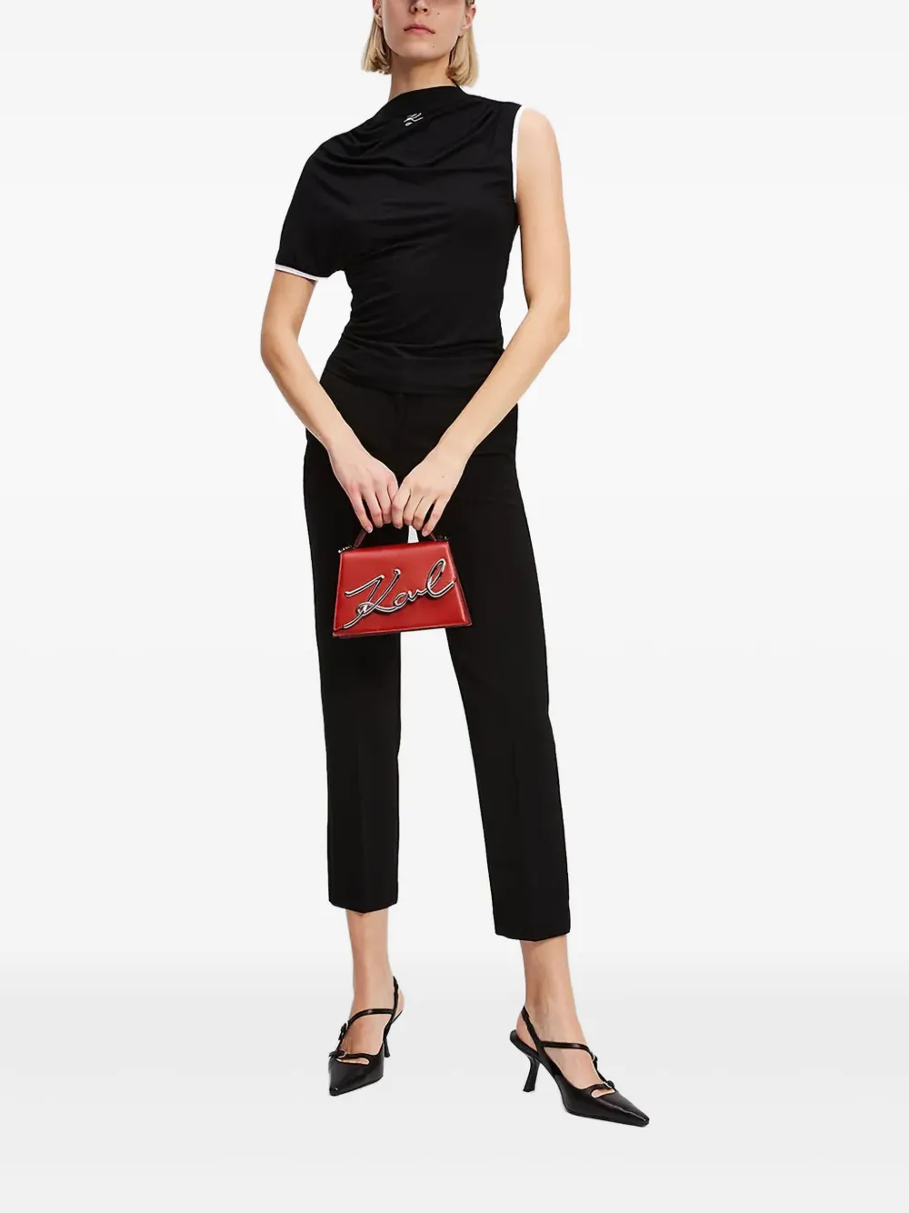 Karl Lagerfeld Asymmetrisch T-shirt Zwart
