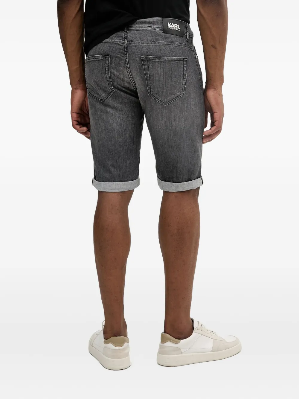 Karl Lagerfeld Denim shorts met logopatch Zwart