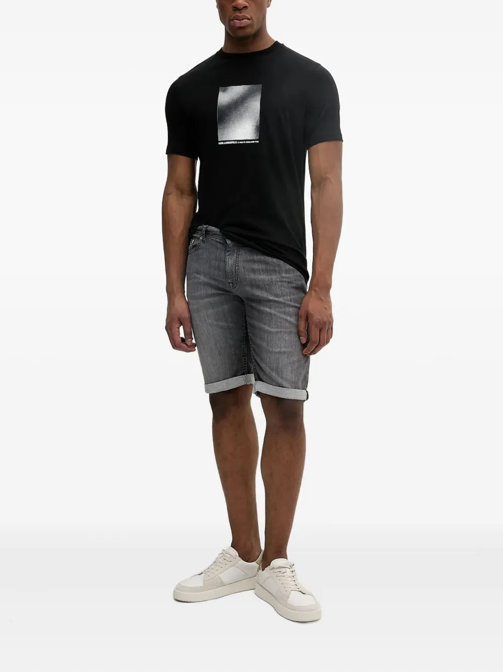 Karl Lagerfeld Denim shorts met logopatch Zwart