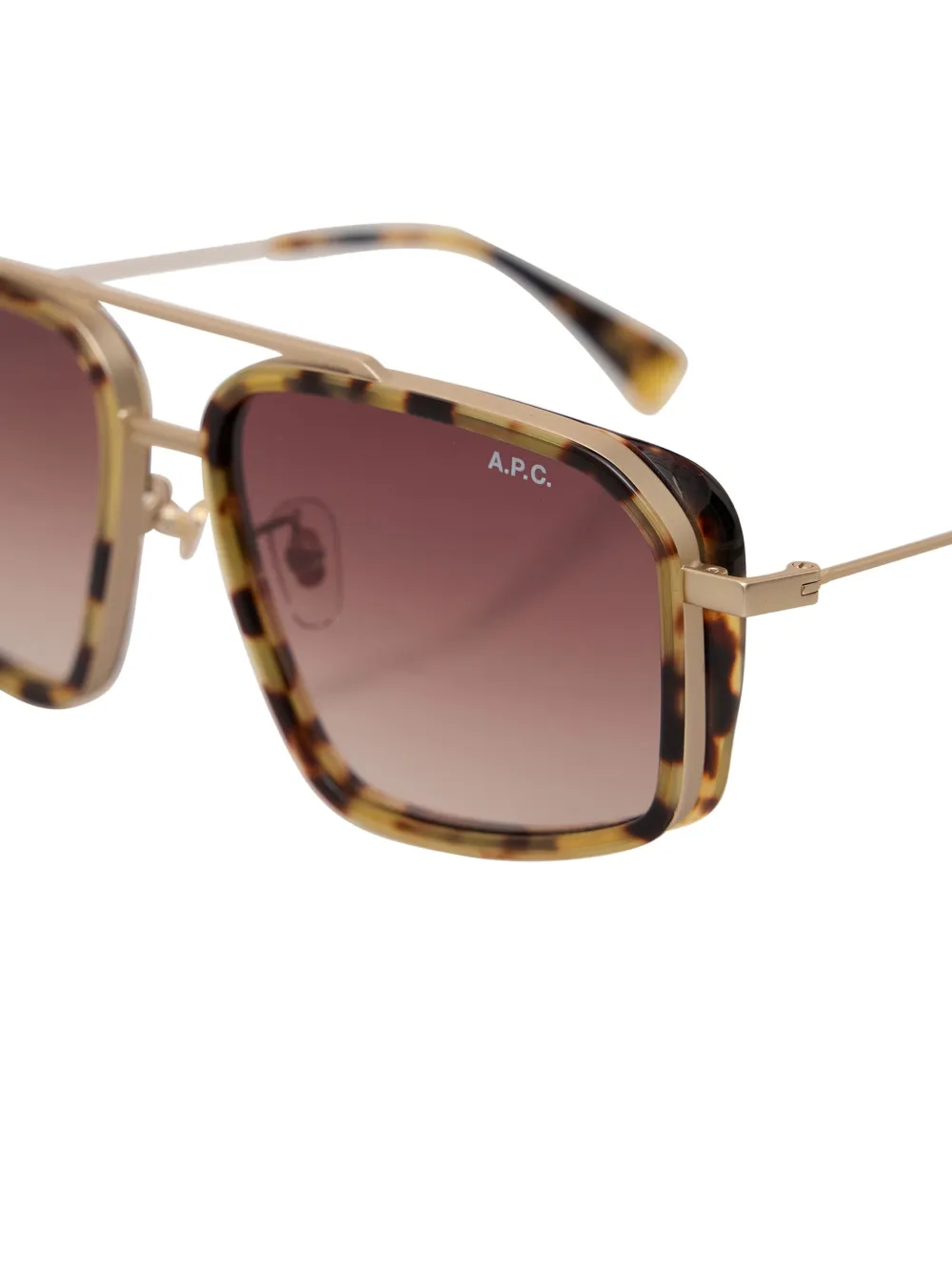 A.P.C. Zonnebril met vierkant montuur Bruin