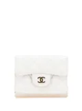 CHANEL Pre-Owned 2021-2025 CC Quilted Caviar Trifold Flap Wallet small wallets - White