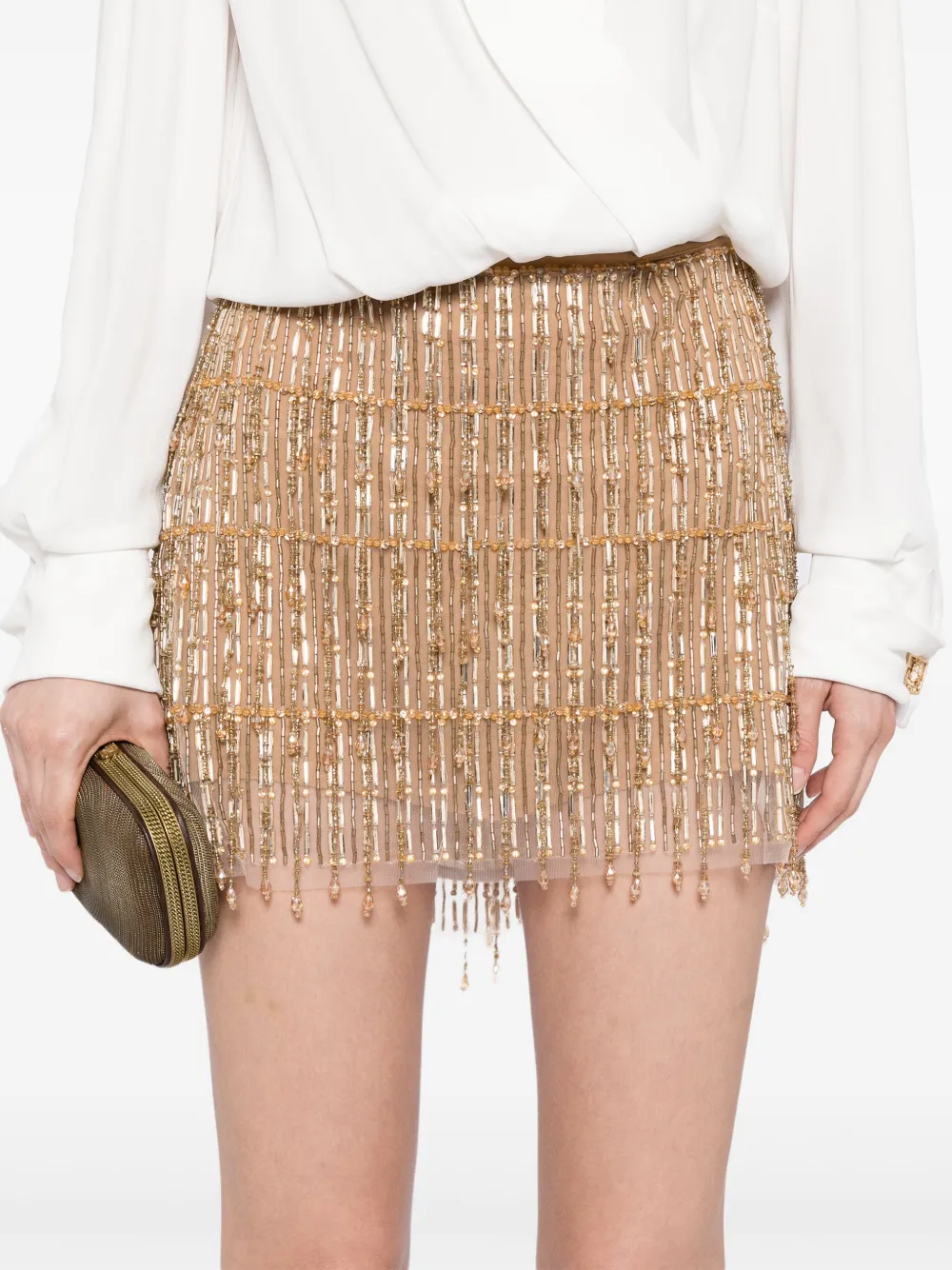 Elisabetta Franchi sequinned-skirt mini dress Wit