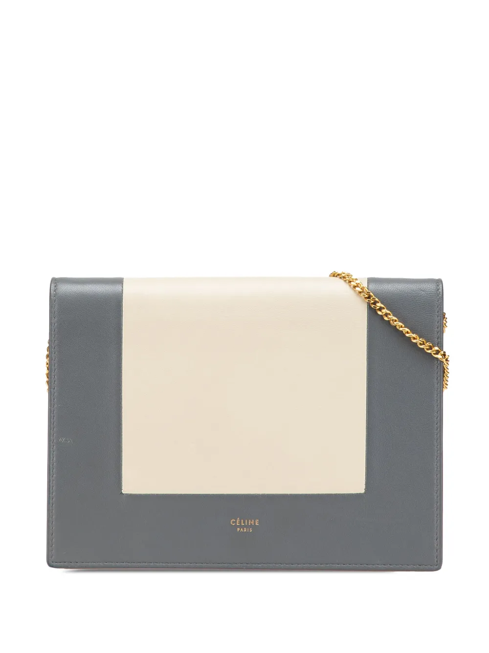 Céline Pre-Owned 2017 Leather Frame Wallet on Chain crossbody bag | Grey | Image 1