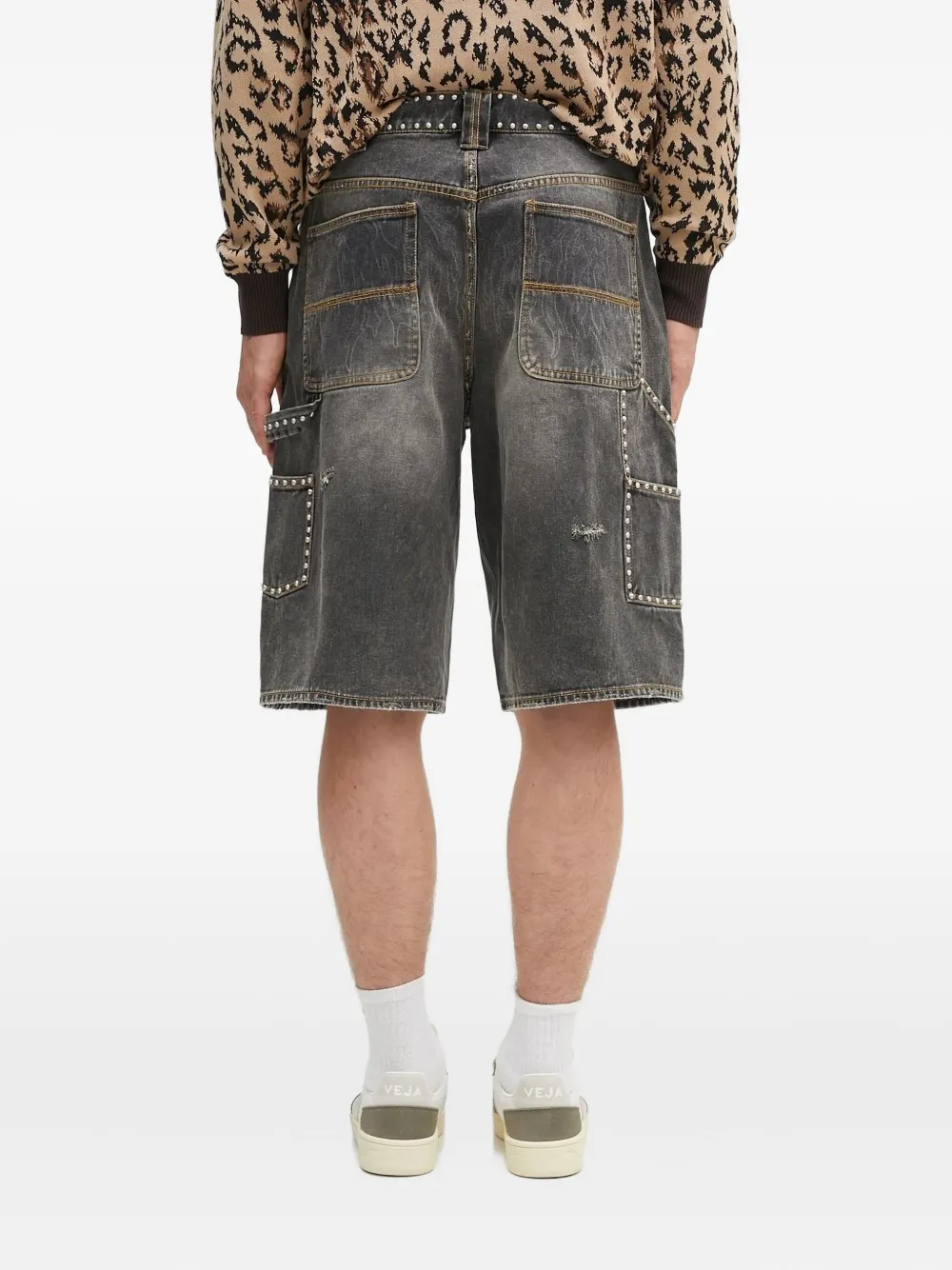 A BATHING APE Shorts met studs - Zwart