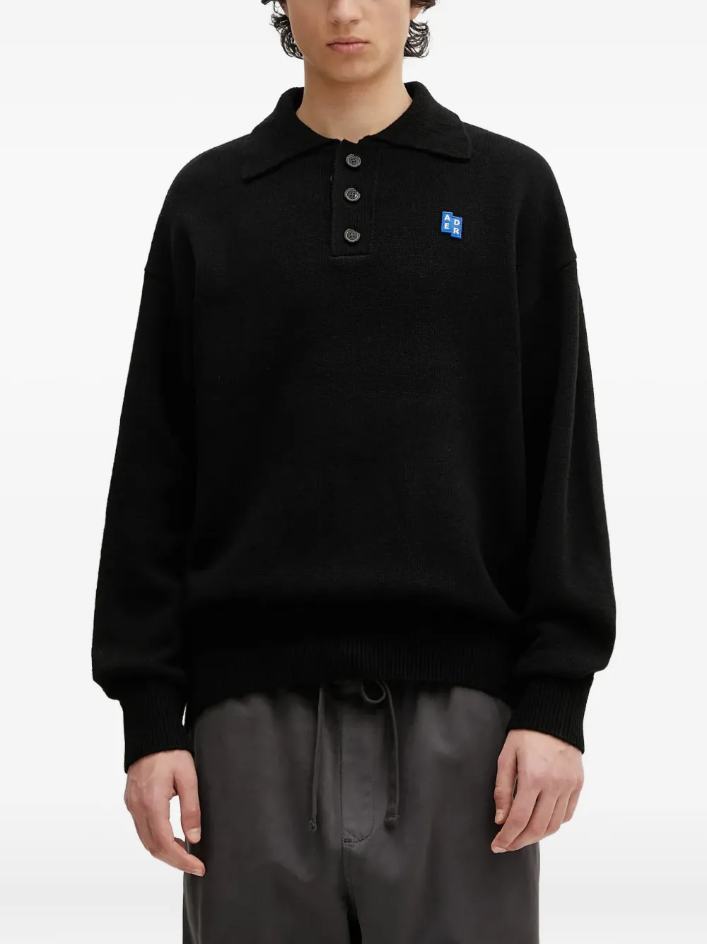 polo-neck logo-patch sweater